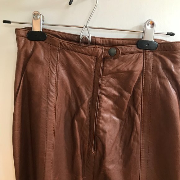 Brown leather skirt, Chocolate brown, size 5/6 - Picture 5 of 7